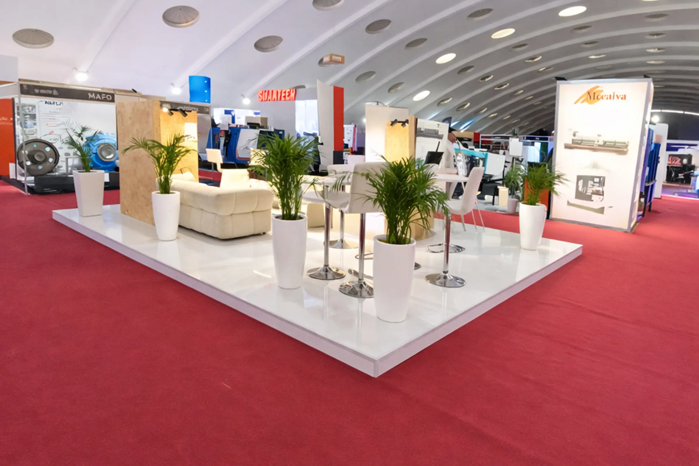 Vue extérieure du stand FIMME au SISTEP 2025 à Casablanca, stand professionnel à l’architecture industrielle moderne et à la signalétique technique